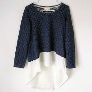 Lili's Loft Polka Dot Hi Low Long Sleeve Top